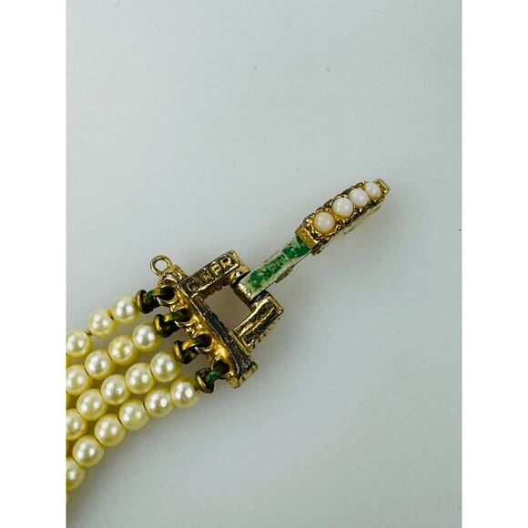 Vintage Small Faux Pearl 4 Strand Bracelet with Clasp - Picture 3 of 11